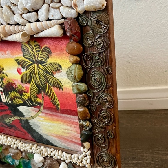 Tropical Beach Painting with Decorative Frame - Picture 7 of 14